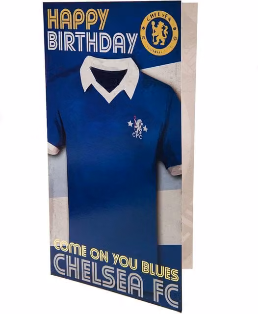 Chelsea FC Retro Birthday Card for Adults in Blue, Gold and White