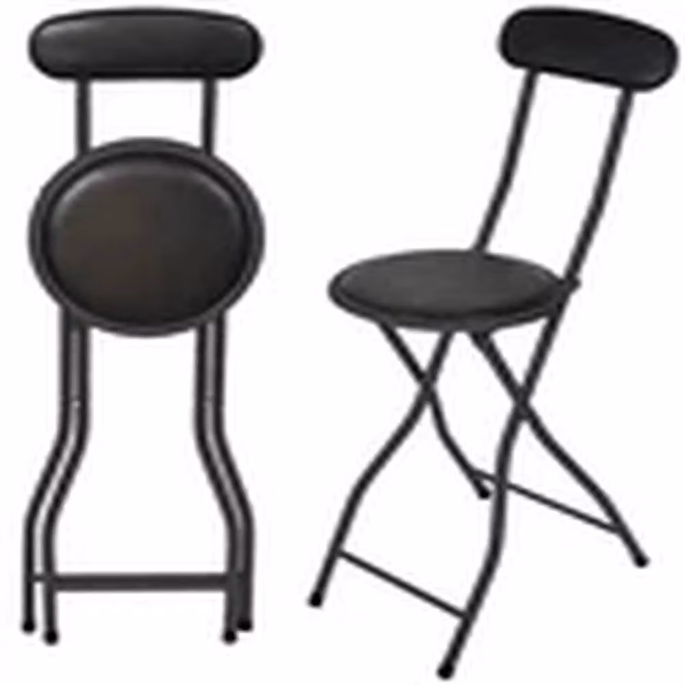 Havendro Black Padded High Back Folding Bar Stool with Synthetic Leather Seat – 3