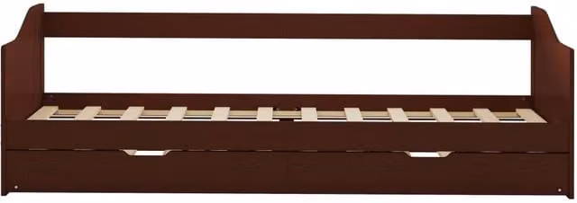 Berkfield Home Pull-out Sofa Bed Frame in Dark Brown Pinewood, W/D/H: 90 x 200 x 66 cm – 1