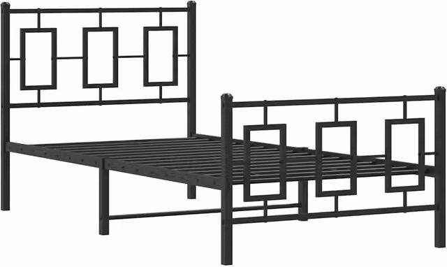 Berkfield Home Metal Bed Frame with Footboard, Black, W/D/H: 90 x 200 cm – 1