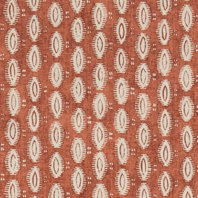 iLiv Maala Ethnic Dotted Cotton Fabric in Orange and Red Pimento