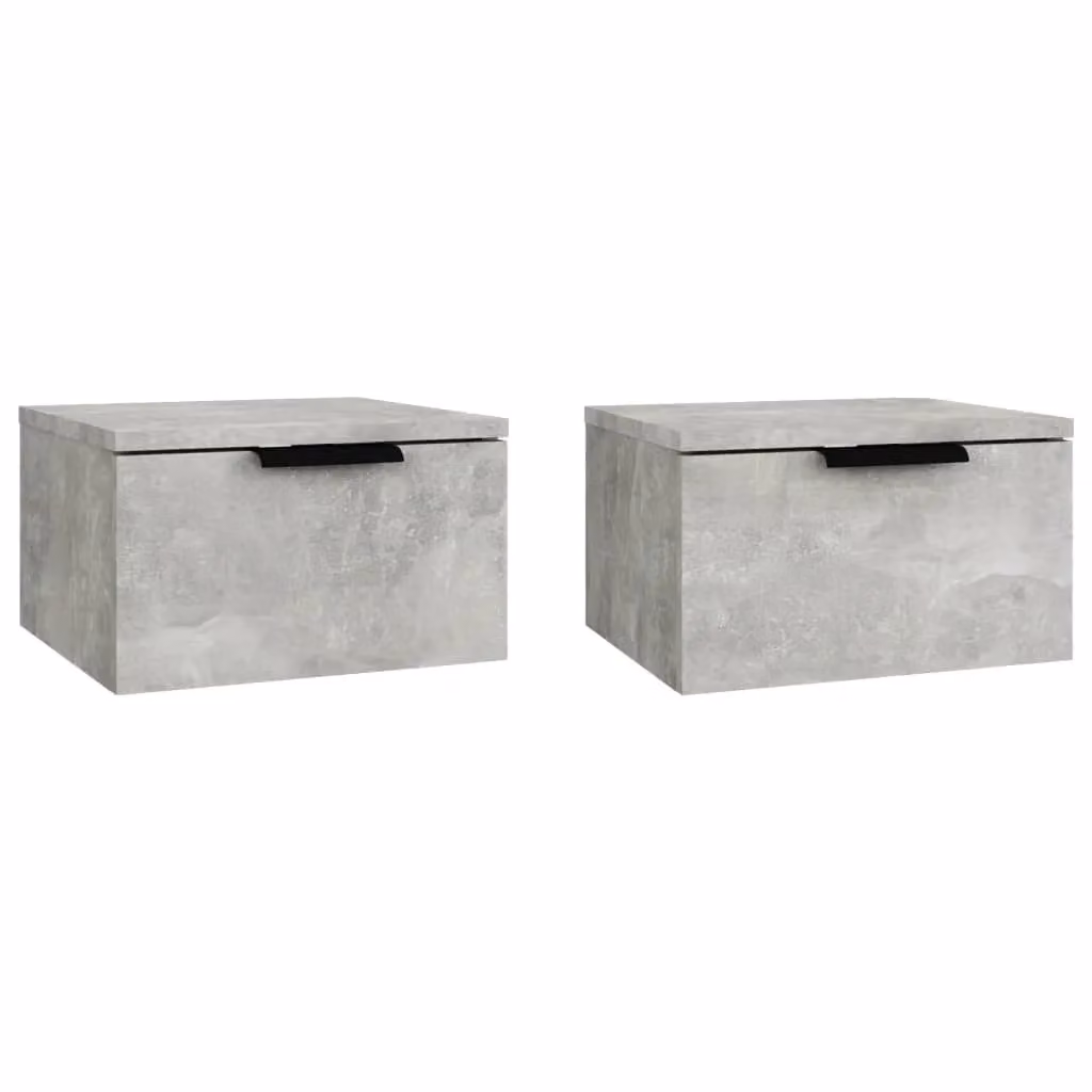 Berkfield Home Wall-mounted Bedside Cabinets, 2 Piece Set, Concrete Grey, W: 34 cm, D: 30 cm, H: 20 cm – 2