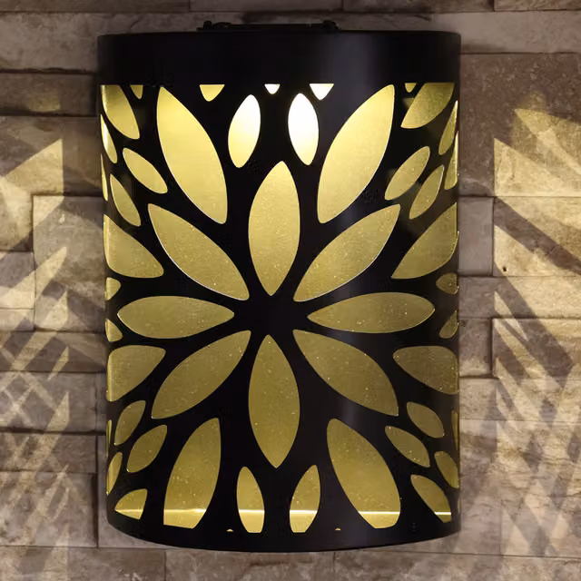 Betley Butterfly Solar LED Metal Garden Wall Light, Black