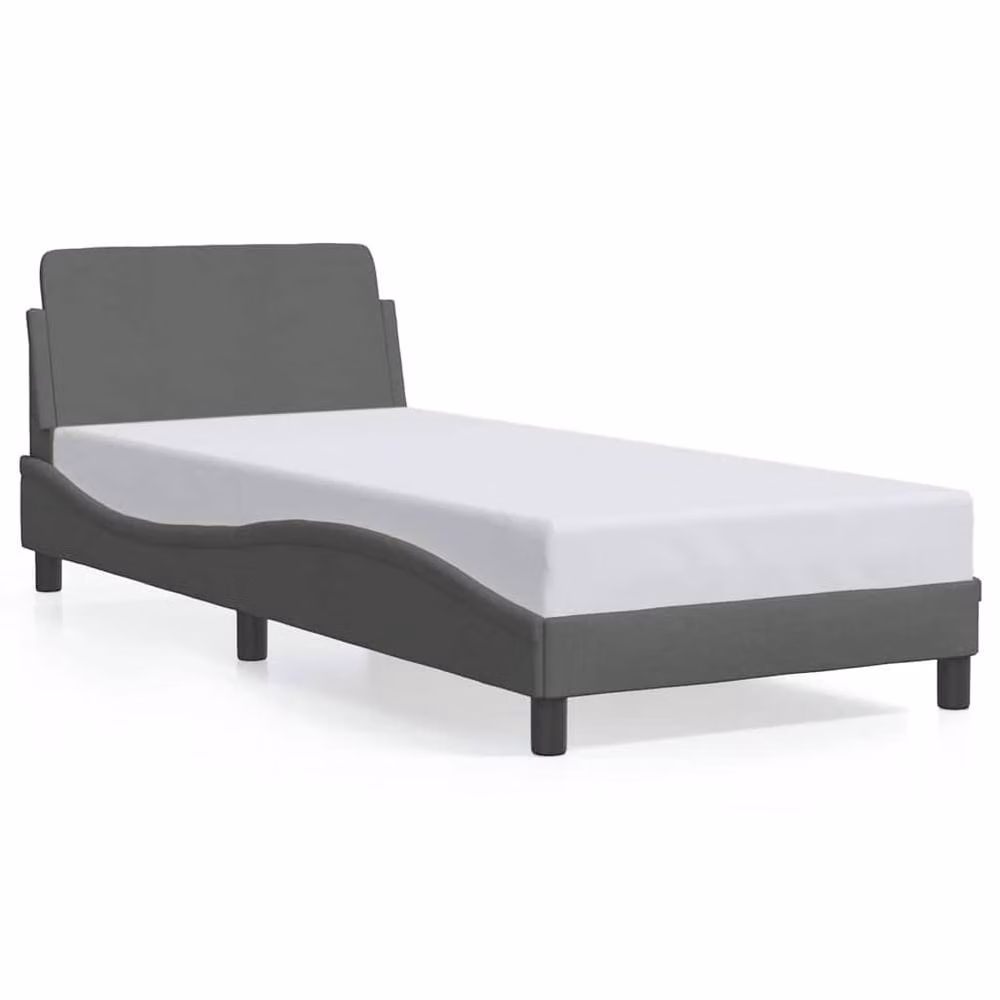 Berkfield Home Dover Upholstered Single Bed Frame in Dark Grey, W/D/H: 90 x 190 cm – 2