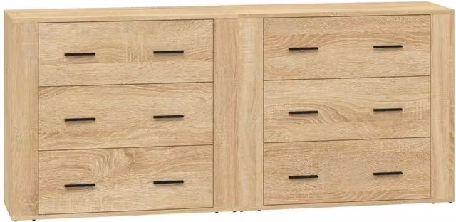 Berkfield Home Set of 2 Sonoma Oak Sideboards in Light Tan Beige Engineered Wood