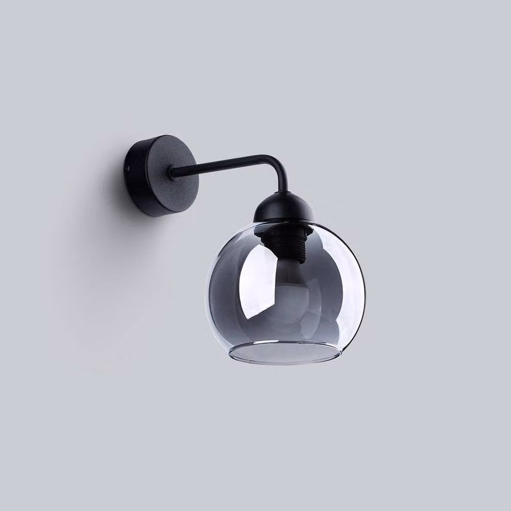 Sollux Lighting Modern Black Wall Lamp with Transparent Glass Sphere, H 26 cm x W 15 cm x D 15 cm – 2