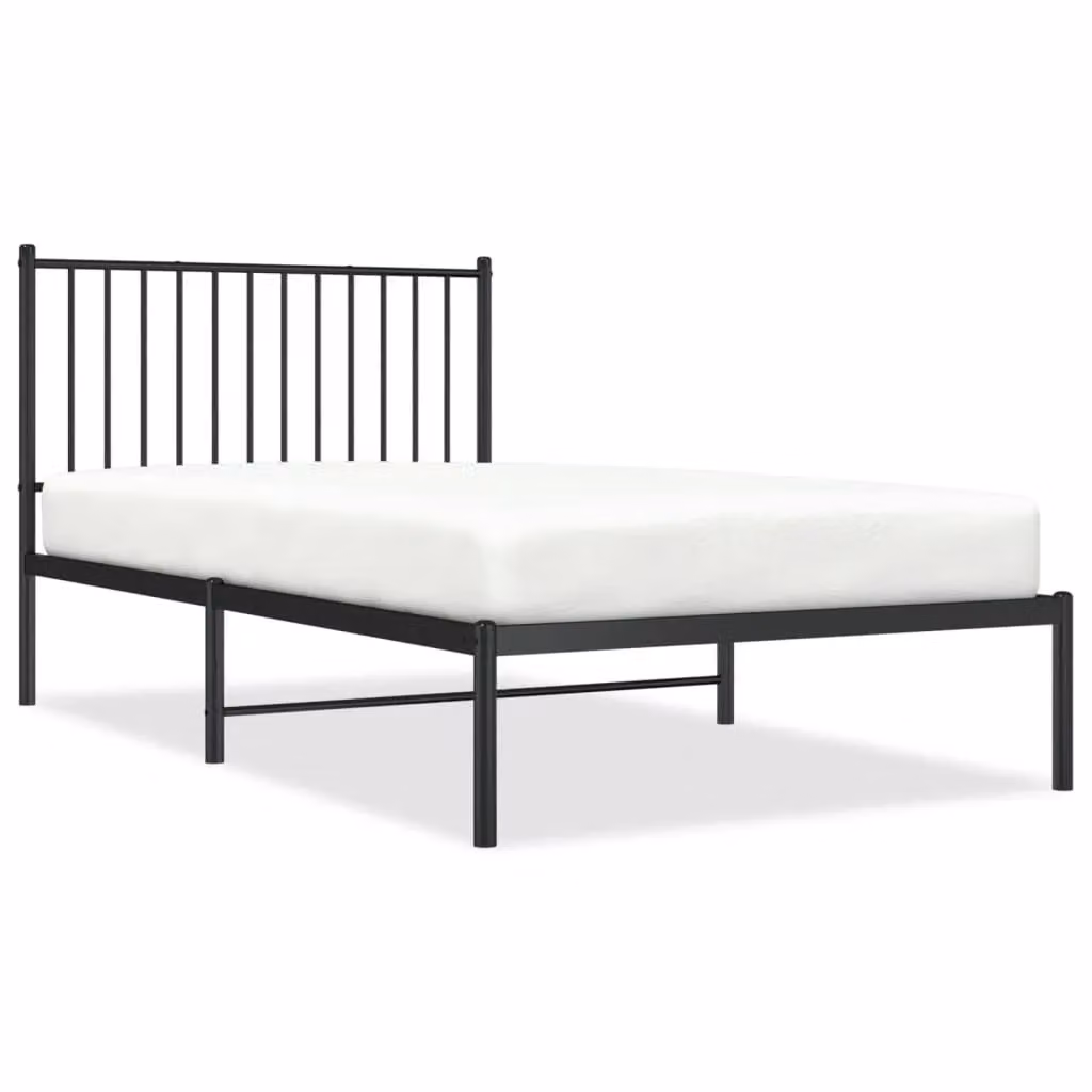 Berkfield Home Metal Bed Frame with Headboard in Black W/D/H: 100 x 190 cm – 2