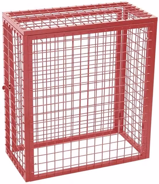 VOGREX Lockable Steel Gas Cylinder Mesh Cage, Red, W: 100 cm, D: 50 cm, H: 140 cm – 1