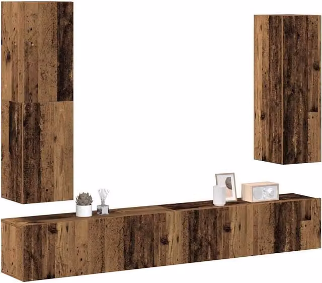 Berkfield Home 4 Piece Wall-mounted Classic TV Cabinet Set in Brown Engineered Wood