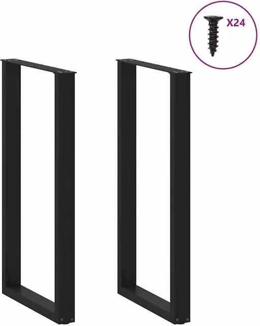 Berkfield Home Modern U-Shaped Coffee Table Legs, 2 Pieces, Black Steel, W: 60 cm, H: 110.5 cm