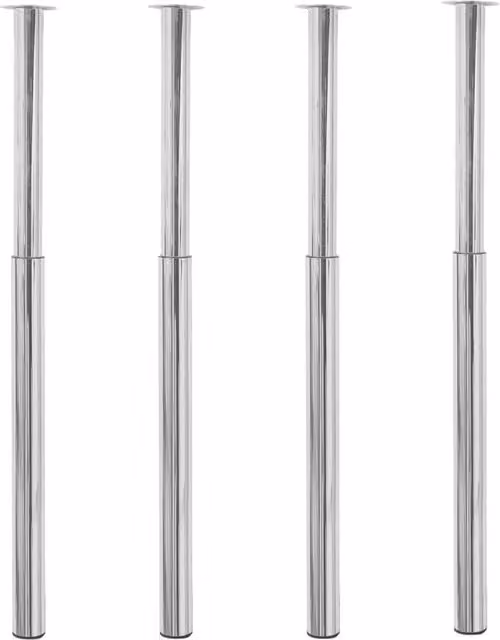 Berkfield Home Telescopic Metal Table Legs, 4 Piece Set, Silver Chrome, Height: 710 mm - 1100 mm