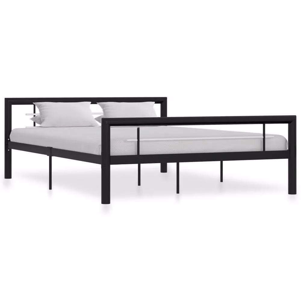 Berkfield Home Elegant Metal Bed Frame in Black and White, W/D/H: 120 x 200 x 65.5 cm – 2