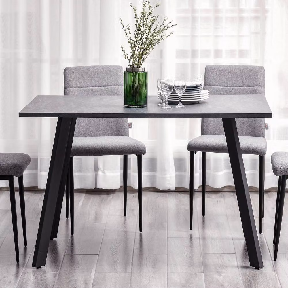 ERGOVEXA Mid-Century Rectangular Dining Table in Grey, Height Adjustable, W/D/H: 120 x 80 x 76 cm – 3