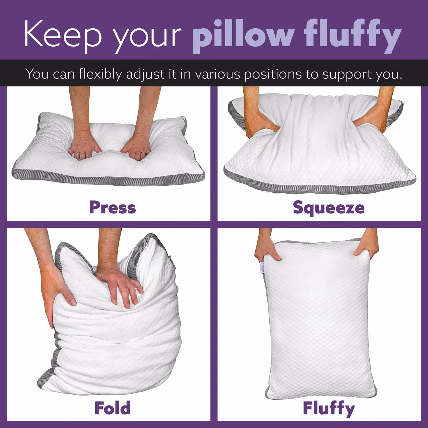 Aamira Luxury Shredded Memory Foam Orthopaedic Pillow with Washable Bamboo Cover, White, W: 70 cm, D: 45 cm – 7