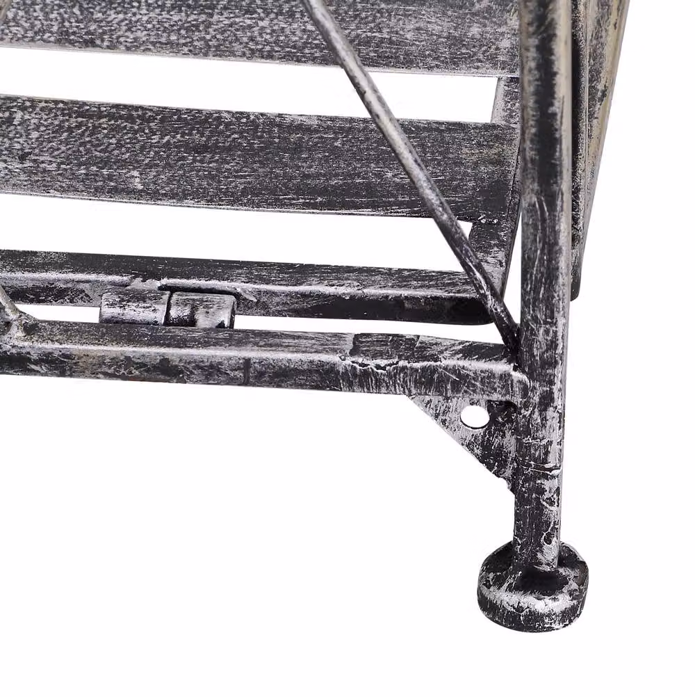 STILVORA 3 Tier Folding Metal Plant Stand in Silver, H 96.0 cm x W 44.0 cm x D 30.0 cm – 4