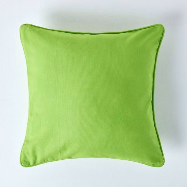 Homescapes Plain Cotton Square Cushion Cover, Green, W/D/H: 30 x 30 x 30 cm