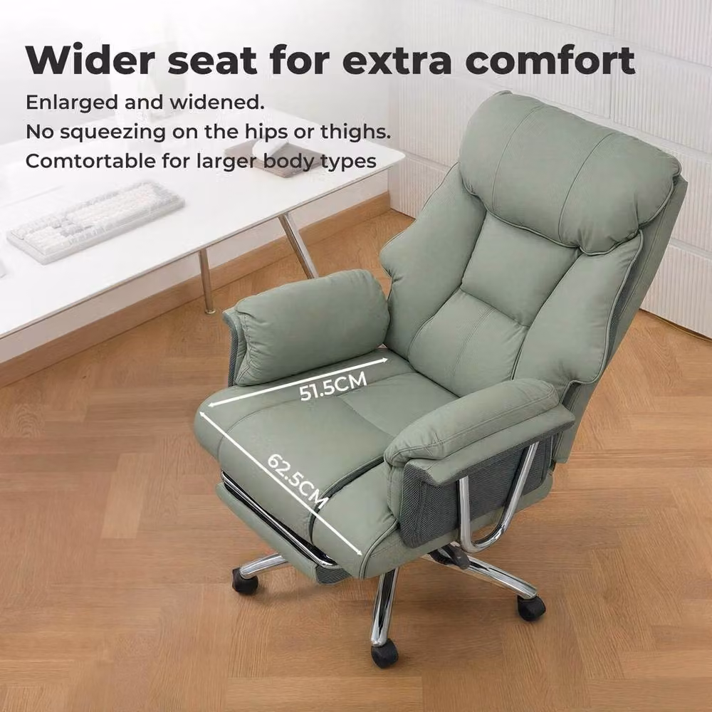 NESTLUNE Green Heavy Duty Executive Office Chair in Synthetic Leather with Headrest and Foot Ring – 3