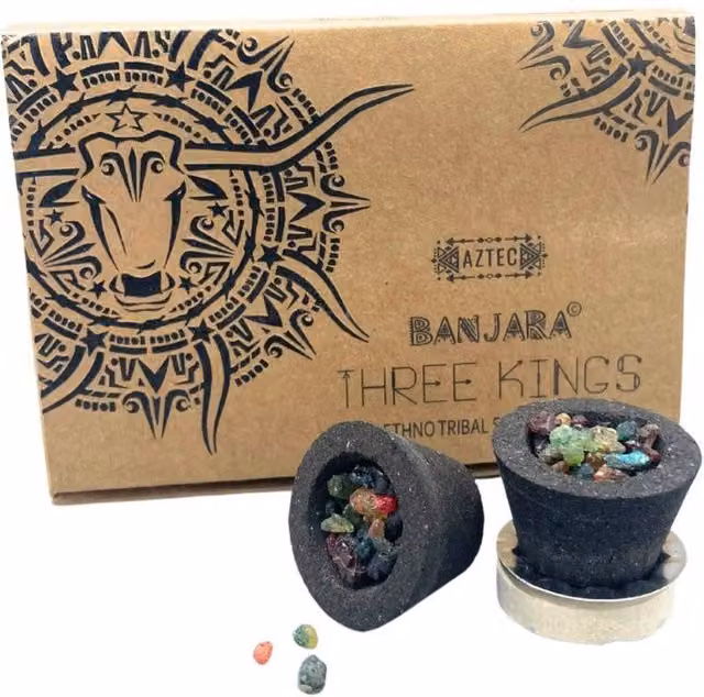 KDMD Three Kings Banjara Handmade Resin Smudge Cups, Multicolour and Black, Set of 6