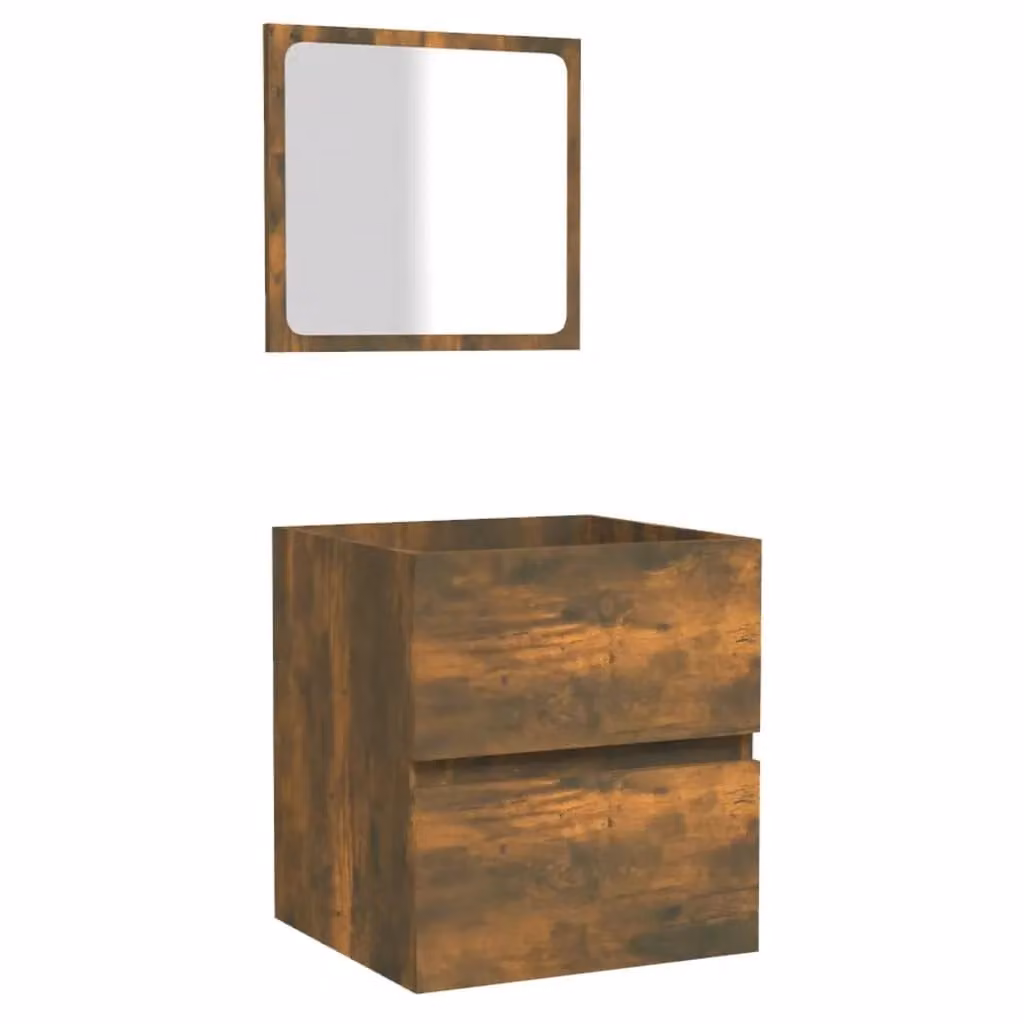 Berkfield Home Wall Mounted Bathroom Cabinet with Mirror in Smoked Oak Brown – 2