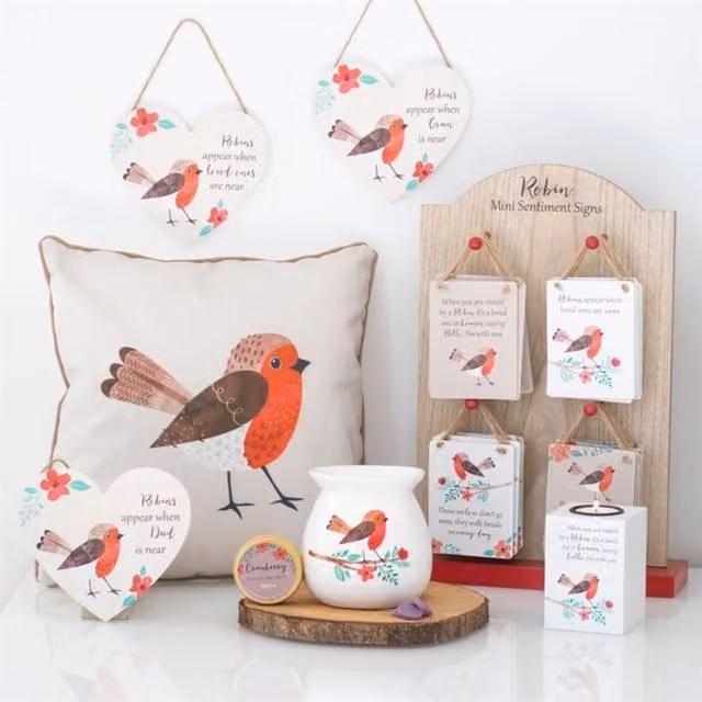KDMK White Winter Robin Square Polyester Cushion with Removable Cover