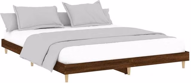 Berkfield Home Durable Small Double Bed Frame in Brown Oak, W/D/H: 120 x 200 x 20 cm – 1