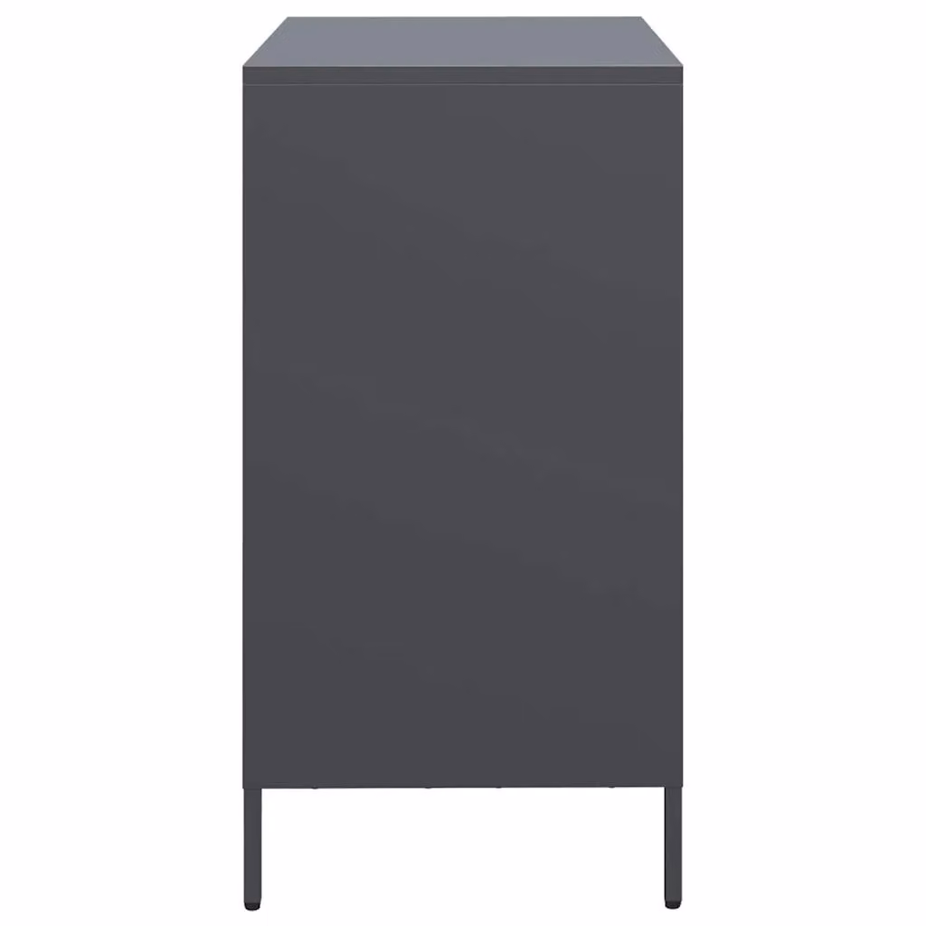 Berkfield Home Anthracite and Black Sideboard in Matt Cold-rolled Steel, W: 68 cm, D: 39 cm, H: 73.5 cm – 3
