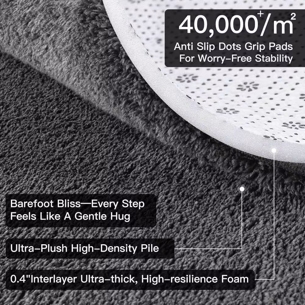 PAWNORA Non Slip Semicircular Door Mat, Dark Grey, W: 60 cm, D: 120 cm – 3