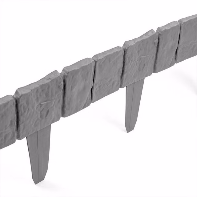 FLAVORA Stone Effect Plastic Garden Border Edging in Grey