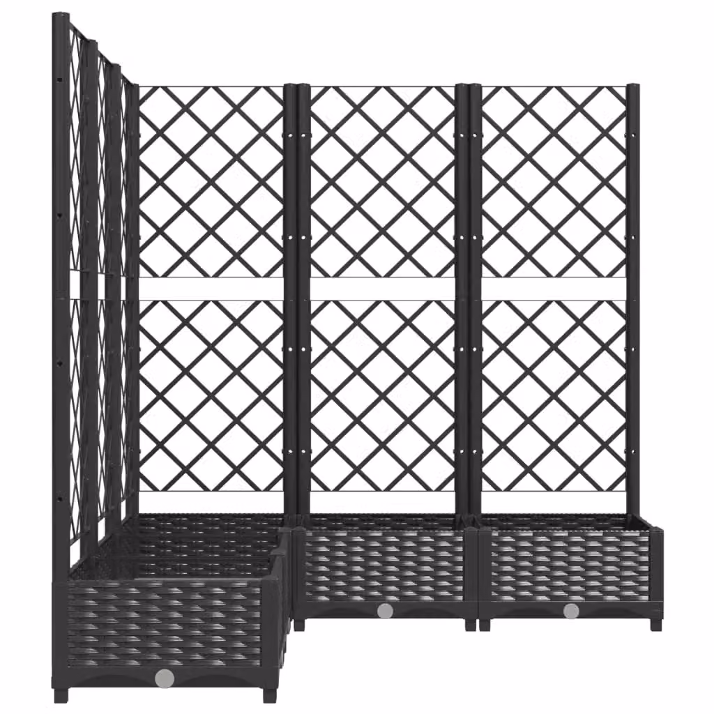 Berkfield Home Garden Planter with Trellis in Black, W/D/H: 120 x 120 x 121.5 cm – 4