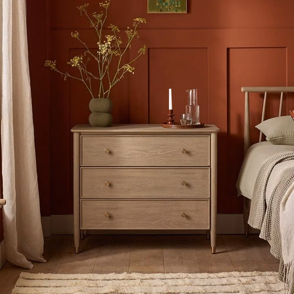 Atkin & Thyme Willow Acacia Wood Chest Of Drawers in Beige