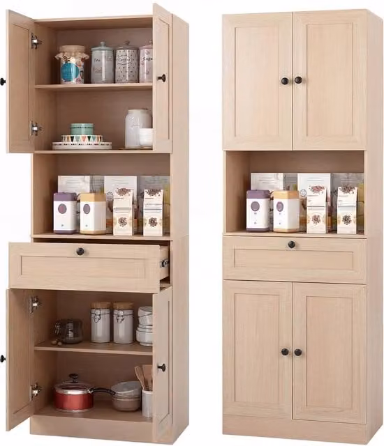 Costway Freestanding Bathroom Storage Cabinet in Beige, Height: 171.5 cm – 1