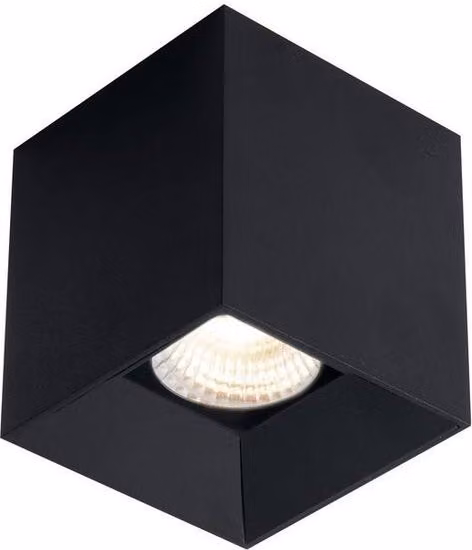 Netlighting Town Minimalist Square Surface Mounted Ceiling Lamp in Black with Transparent Glass and GU10 Socket