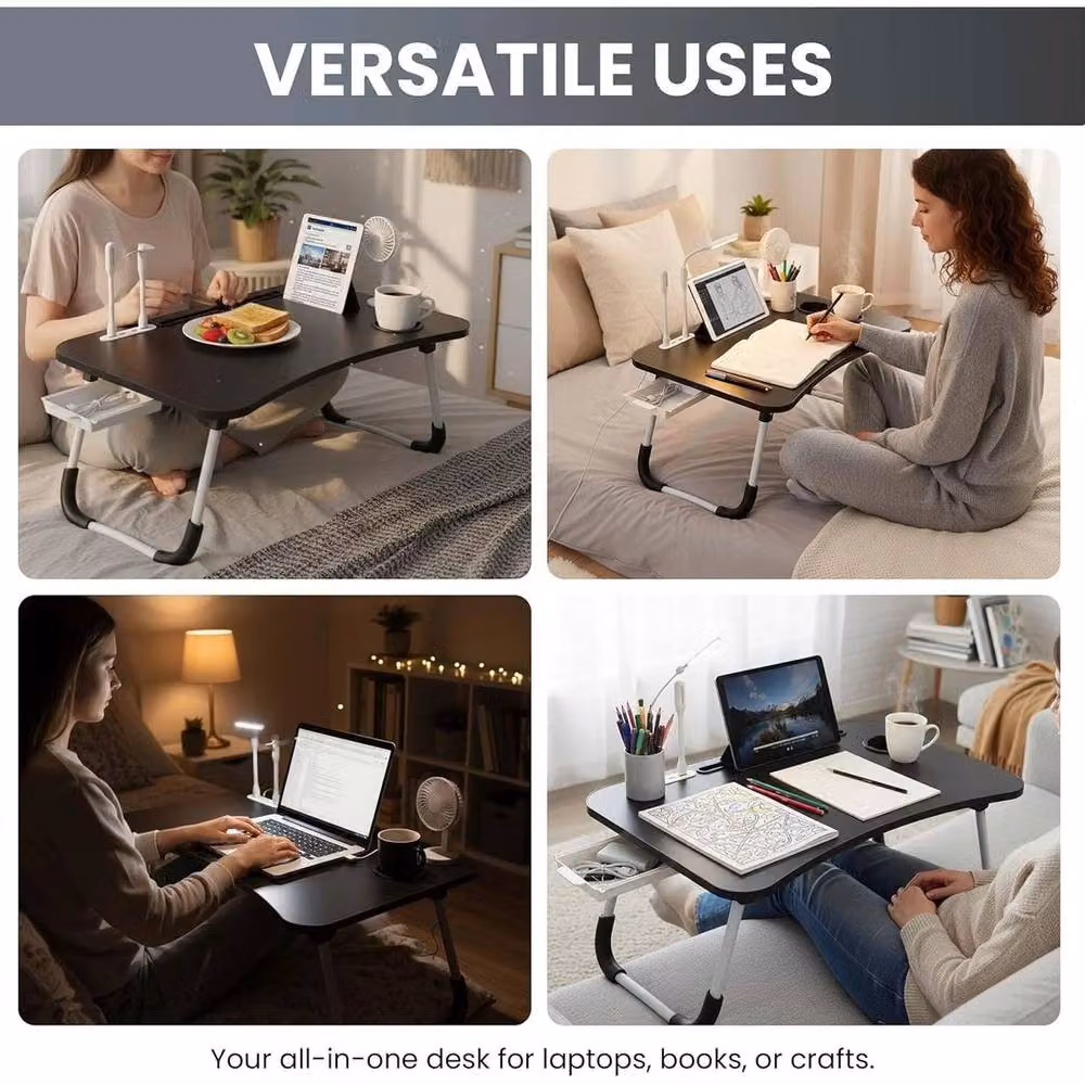 EONLION Folding Laptop Table in Black, 100 cm Width – 5