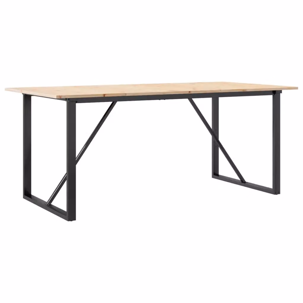 Berkfield Home O-Frame Rectangular Dining Table in Brown Solid Pine and Metal, W: 180 cm, D: 90 cm, H: 75 cm – 2