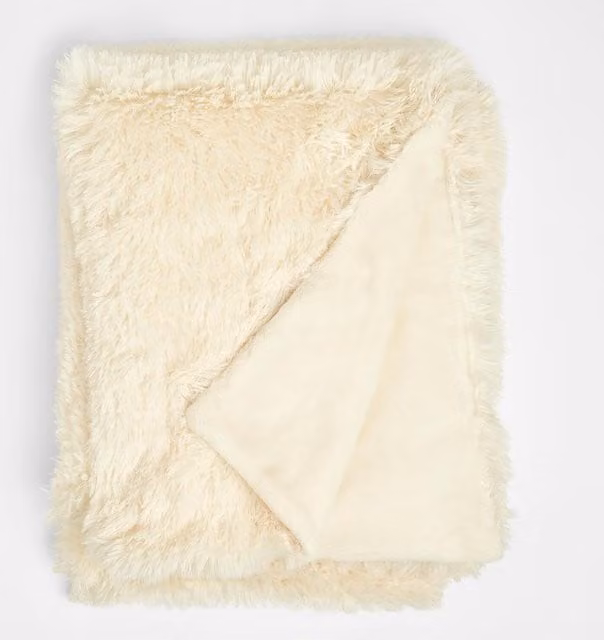 Sienna Fluffy Shaggy Fleece Throw Blanket in Yellow