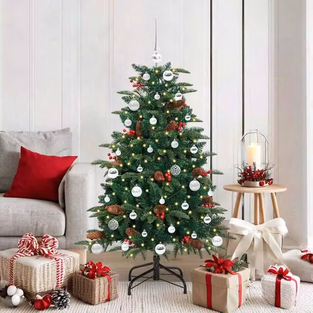Berkfield Home Artificial Green Christmas Tree with 150 LEDs and Stand, Height: 150 cm