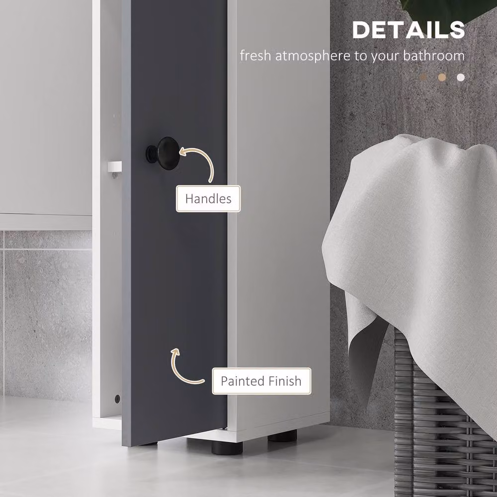STILVORA Slim Grey Bathroom Cabinet with Internal Drawers, Shelves and LED Lighting – 4