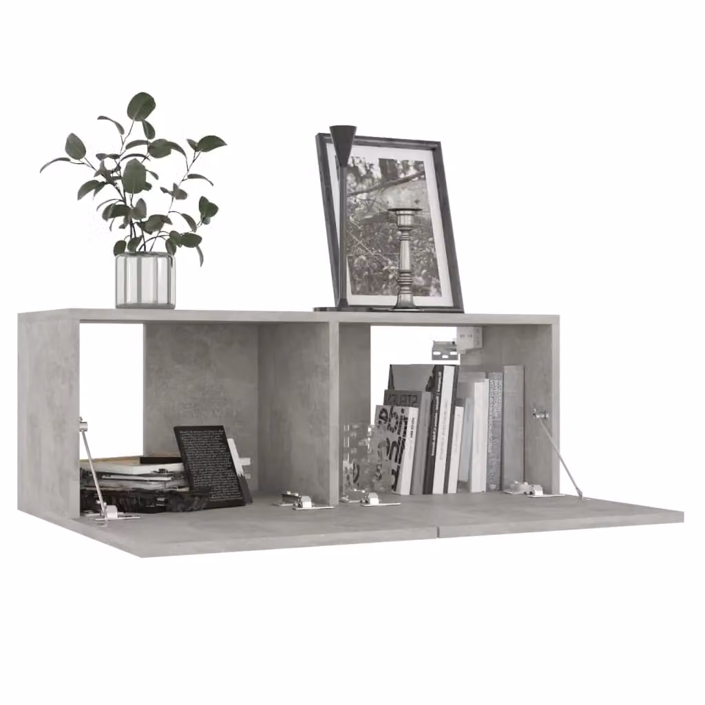Berkfield Home Wall Mounted TV Cabinet in Concrete Grey, W/D/H: 80 x 30 x 30 cm – 2
