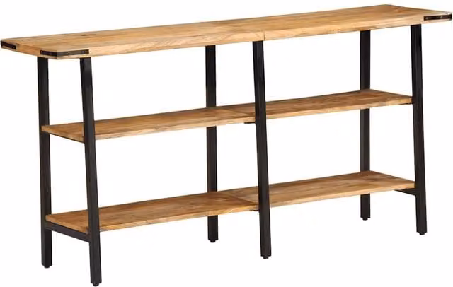 Berkfield Home Industrial Mango Wood Console Table, Brown, W/D/H: 140 x 35 x 70 cm