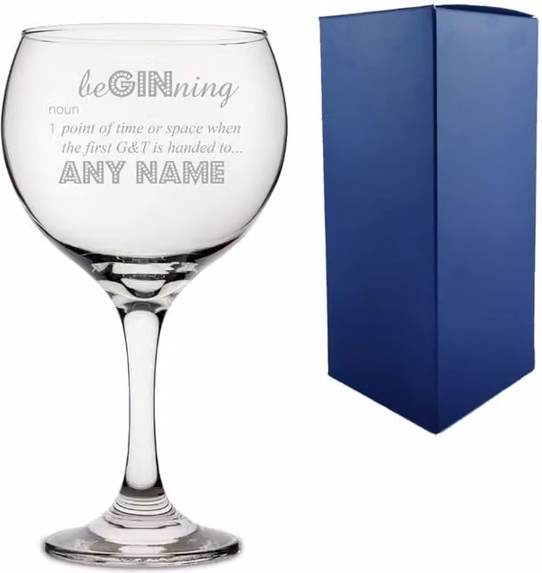 Uniqueful Personalised BeGINning Definition Gin Balloon Cocktail Glass in Transparent Glass