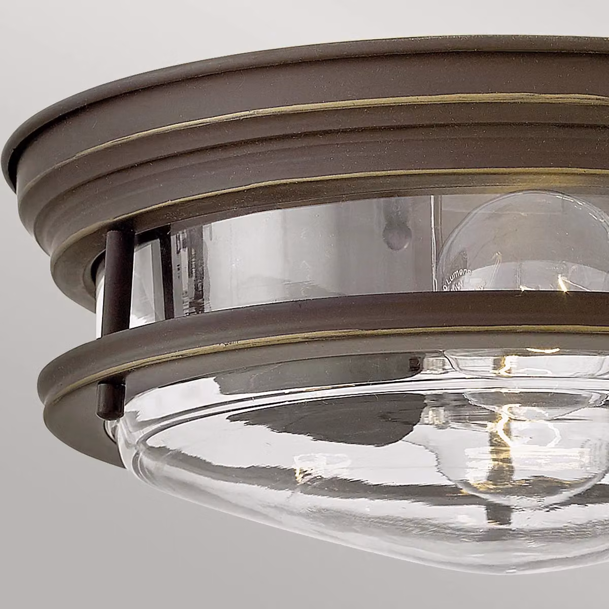 Hinkley Hadrian 2 Light Flush Mount Ceiling Light in Oil Rubbed Bronze with Glass, IP44 Rated, Brown – 2