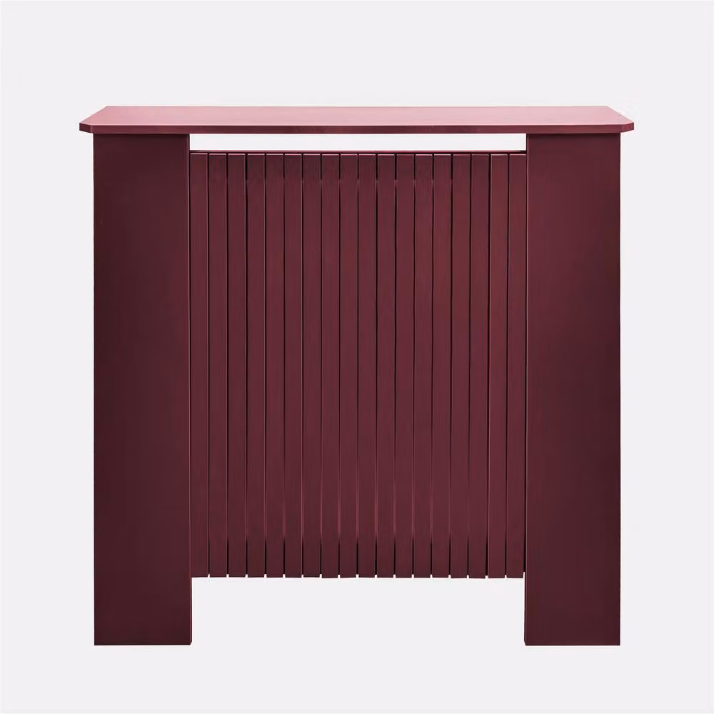OHS Ribbed Small Radiator Cover in Dark Red Matt Engineered Wood – 3