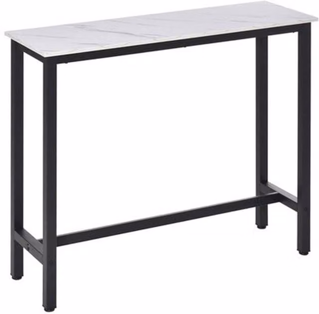 NESTLUNE White Marble Bar and Coffee Table with Adjustable Footpads, W: 100 cm, D: 15 cm