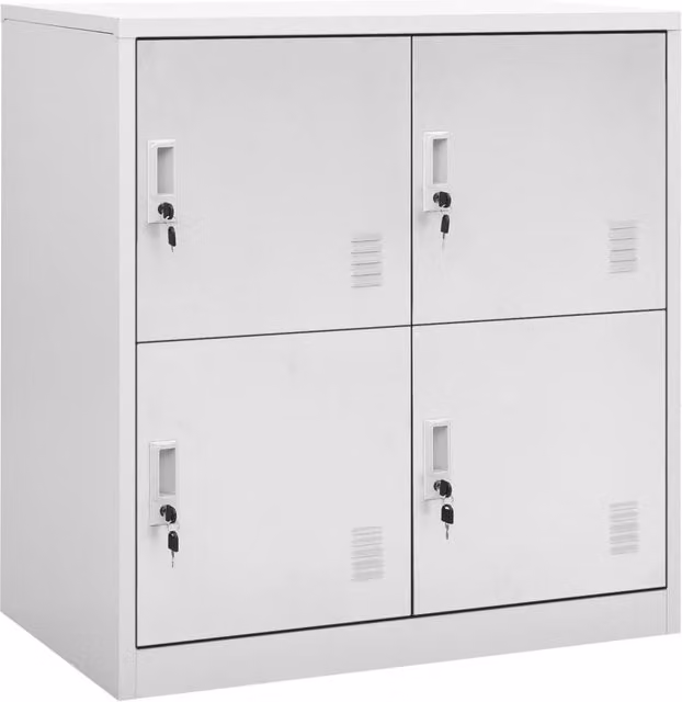 Berkfield Home Modern Metal Locker Cabinet in Light Grey, W/D/H: 90 x 45 x 92.5 cm