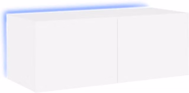 Berkfield Home Modern White Wall Mounted TV Cabinet with Integrated LED Lights W/D/H: 80 x 35 x 31 cm