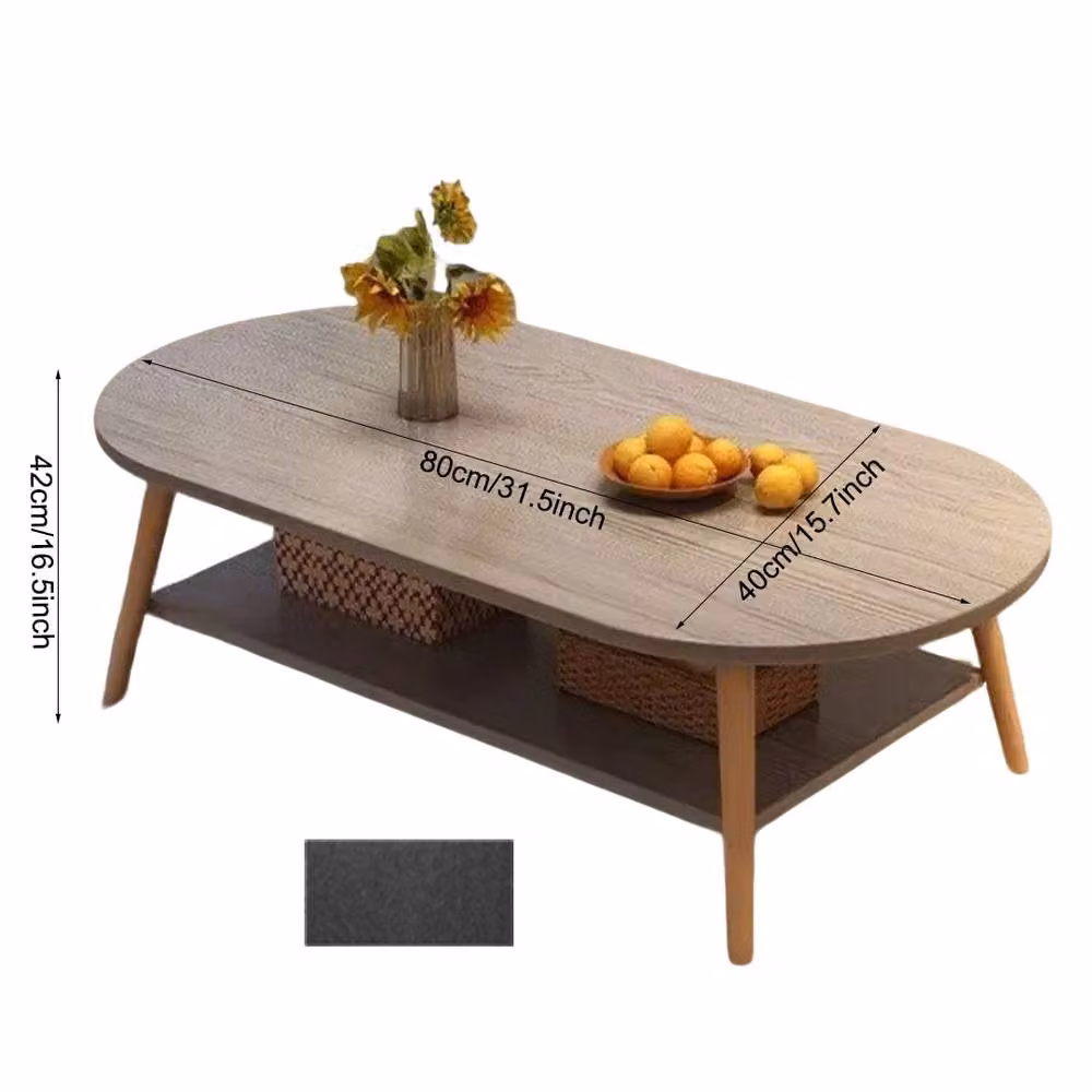FORGEVIO Modern Oval Double-Layer Coffee Table in Grey – 2