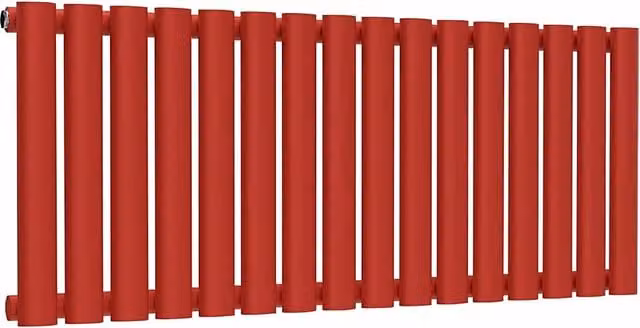 Lux Heat Oval Horizontal Single Wall Mounted Steel Radiator in Poppy Red, W: 96.0 cm, H: 40.0 cm