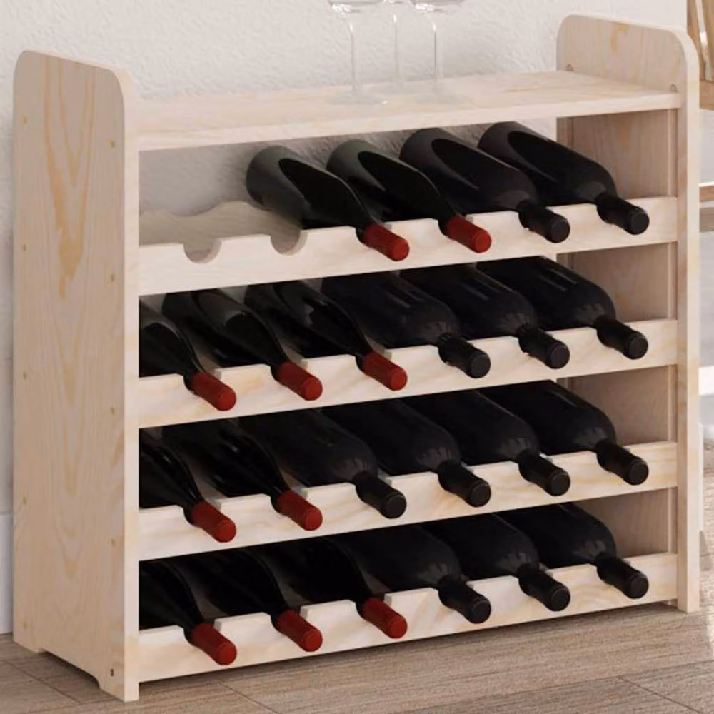 Berkfield Home Beautiful Solid Pine Wine Rack with Top Board in Natural, W/D/H: 67.5 x 25 x 60 cm – 2