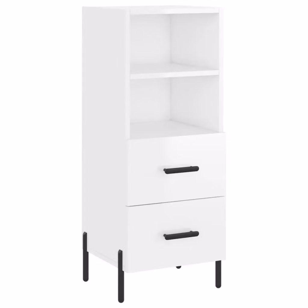 Berkfield Home Modern High Gloss White Sideboard in Engineered Wood W/D/H: 34.5 x 34 x 90 cm
