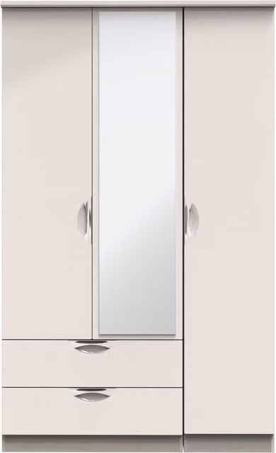 Ready Assembled 2 U Holborn Triple Mirrored Wardrobe with 2 Drawers in Taupe